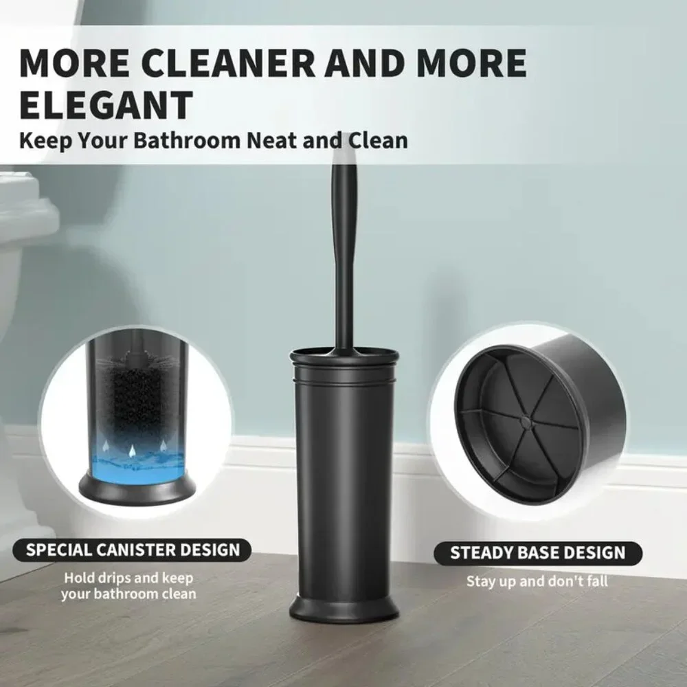 NEW 2pc Toilet Brush Toilet Bowl Extra Long Handle Durable Bristle Bronze Color